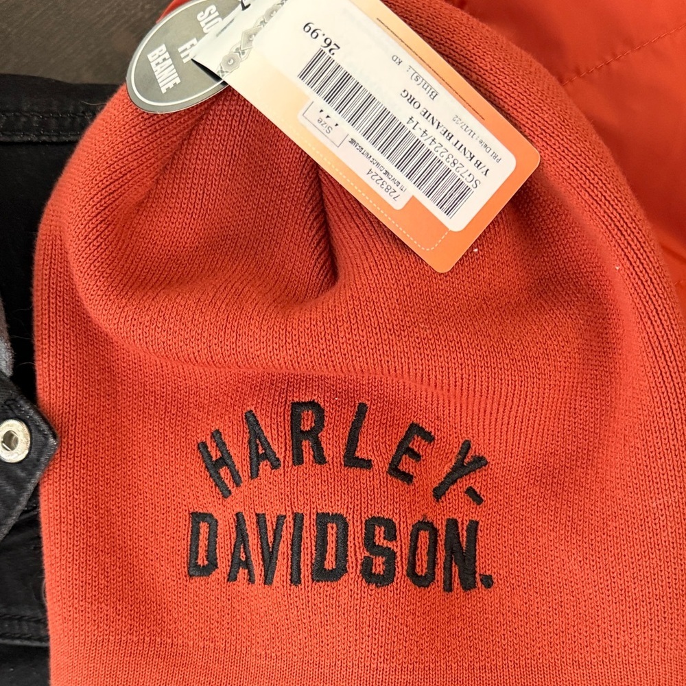 Harley-Davidson Kids Red-Orange Hooded Puffer Jacket - Picture 3 of 7